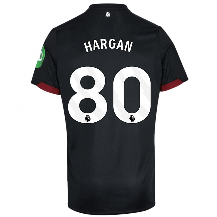 Enfant Football Maillot Riley Hargan #80 Noir Blanc Tenues Extérieur 2024/25 Canada