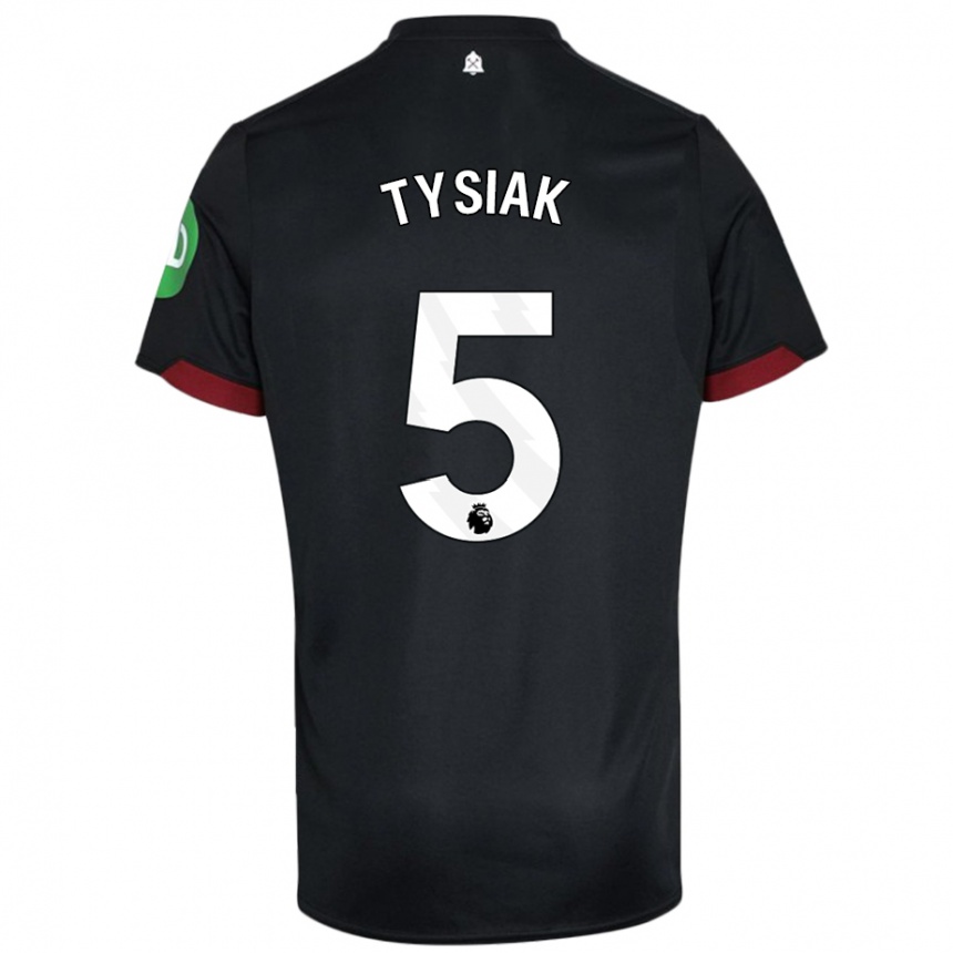 Kids Football Amber Tysiak #5 Black White Away Jersey 2024/25 T-Shirt Canada