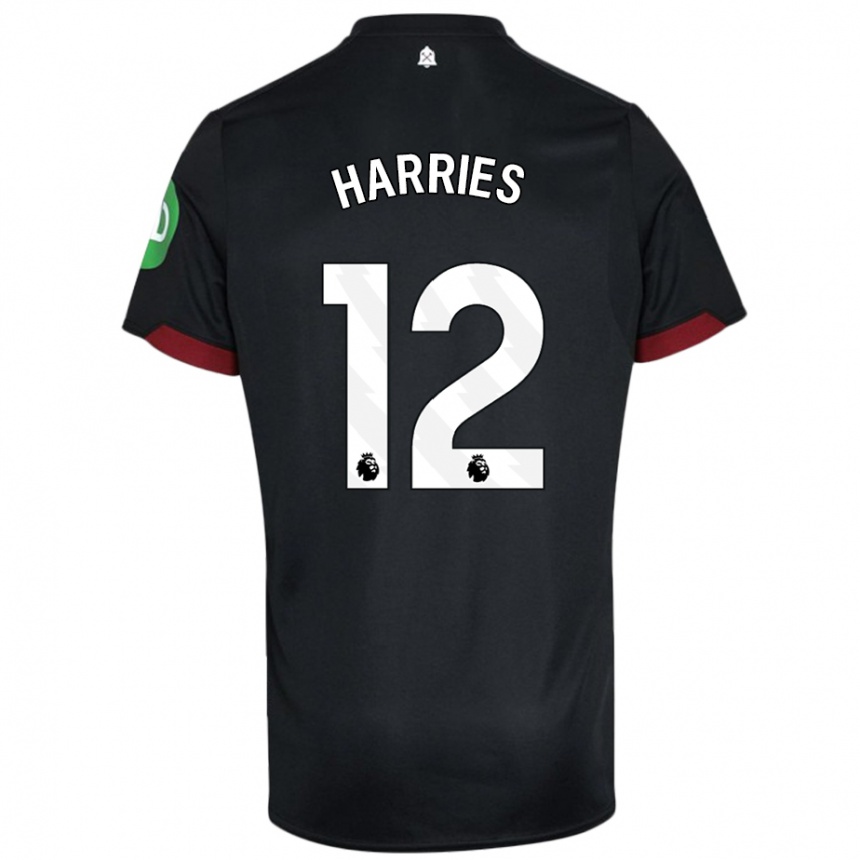 Kids Football Emma Harries #12 Black White Away Jersey 2024/25 T-Shirt Canada