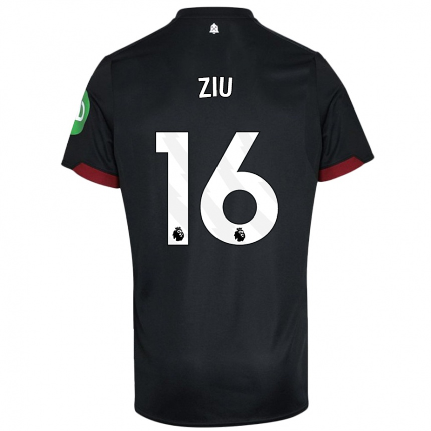 Kids Football Jessica Ziu #16 Black White Away Jersey 2024/25 T-Shirt Canada