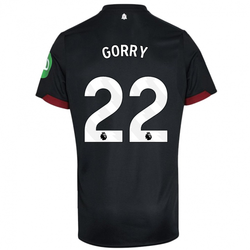 Kids Football Katrina Gorry #22 Black White Away Jersey 2024/25 T-Shirt Canada