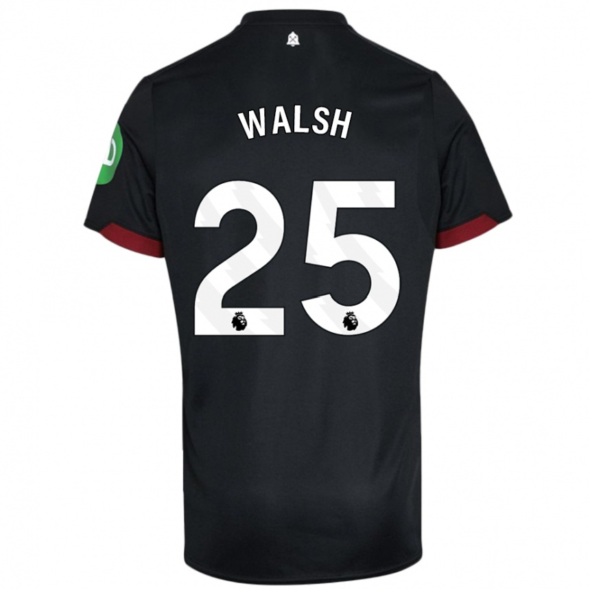 Kids Football Megan Walsh #25 Black White Away Jersey 2024/25 T-Shirt Canada