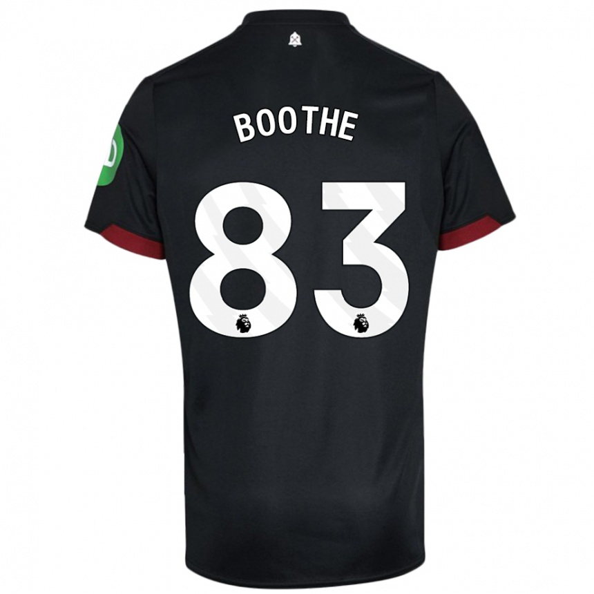 Kids Football Sebastian Boothe #83 Black White Away Jersey 2024/25 T-Shirt Canada