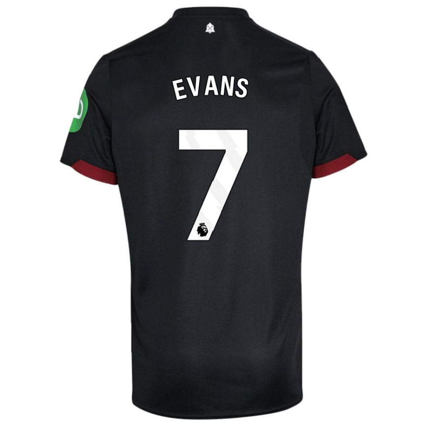 Kids Football Lisa Evans #7 Black White Away Jersey 2024/25 T-Shirt Canada