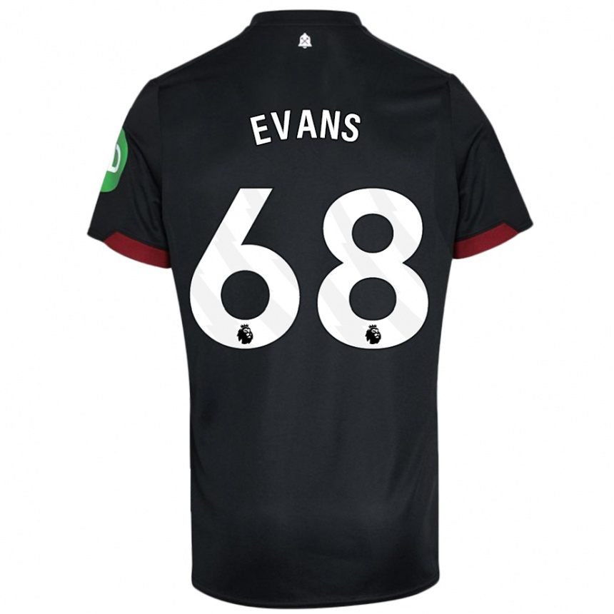 Kids Football Isaac Evans #68 Black White Away Jersey 2024/25 T-Shirt Canada