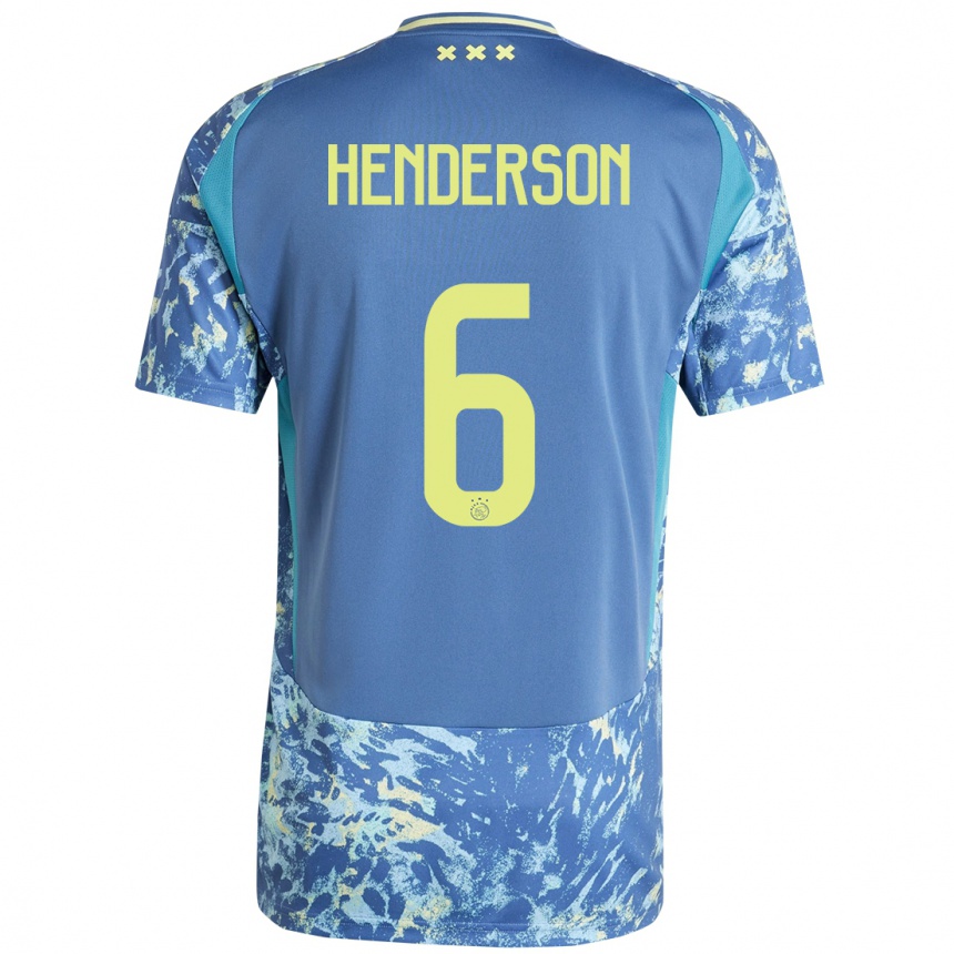 Enfant Football Maillot Jordan Henderson #6 Gris Bleu Jaune Tenues Extérieur 2024/25 Canada