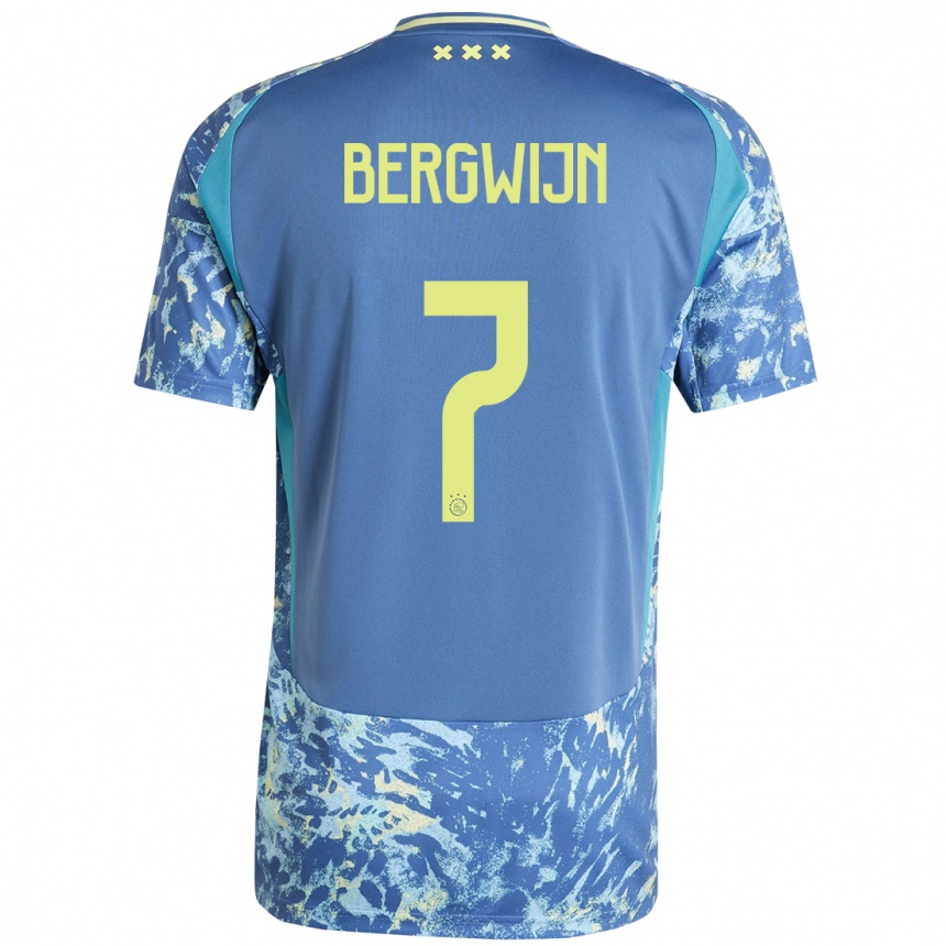 Enfant Football Maillot Steven Bergwijn #7 Gris Bleu Jaune Tenues Extérieur 2024/25 Canada