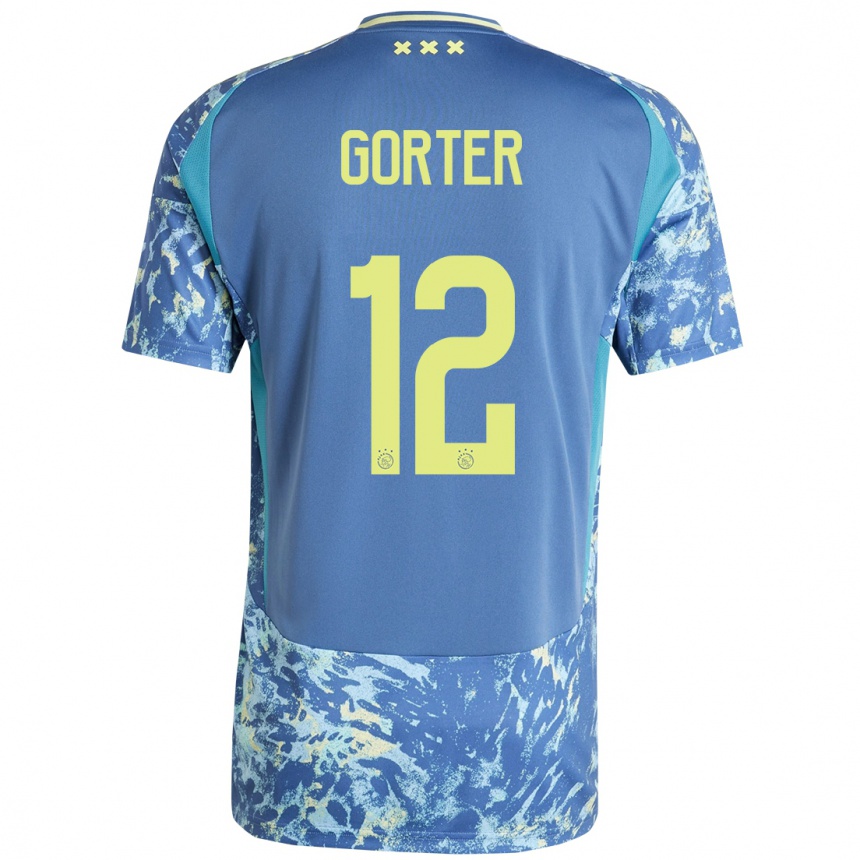 Enfant Football Maillot Jay Gorter #12 Gris Bleu Jaune Tenues Extérieur 2024/25 Canada