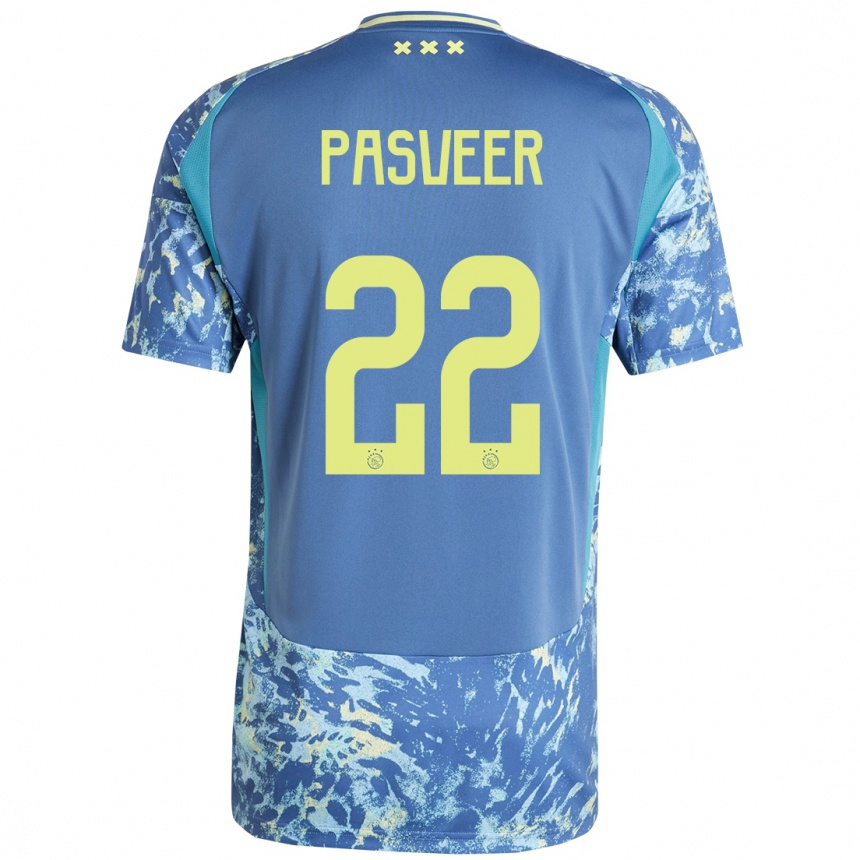 Enfant Football Maillot Remko Pasveer #22 Gris Bleu Jaune Tenues Extérieur 2024/25 Canada