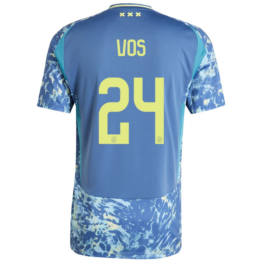 Kids Football Silvano Vos #24 Grey Blue Yellow Away Jersey 2024/25 T-Shirt Canada