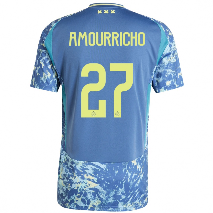 Enfant Football Maillot Amourricho Van Axel Dongen #27 Gris Bleu Jaune Tenues Extérieur 2024/25 Canada