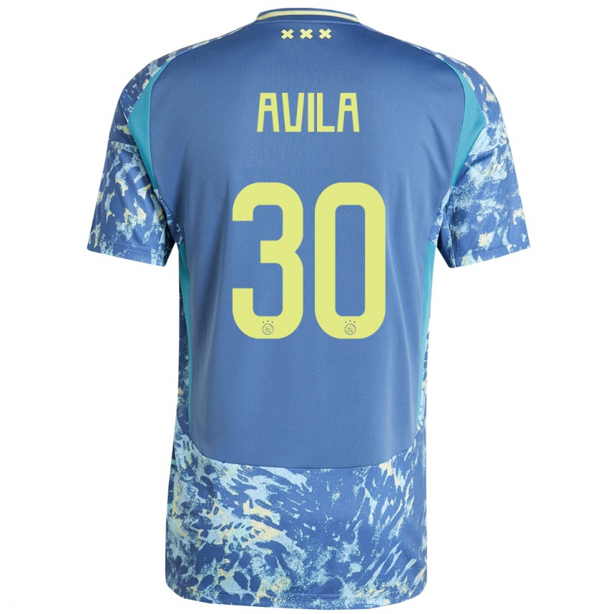 Enfant Football Maillot Gastón Ávila #30 Gris Bleu Jaune Tenues Extérieur 2024/25 Canada