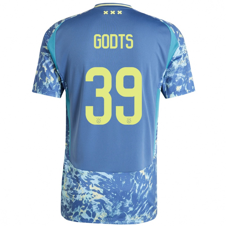 Kids Football Mika Godts #39 Grey Blue Yellow Away Jersey 2024/25 T-Shirt Canada