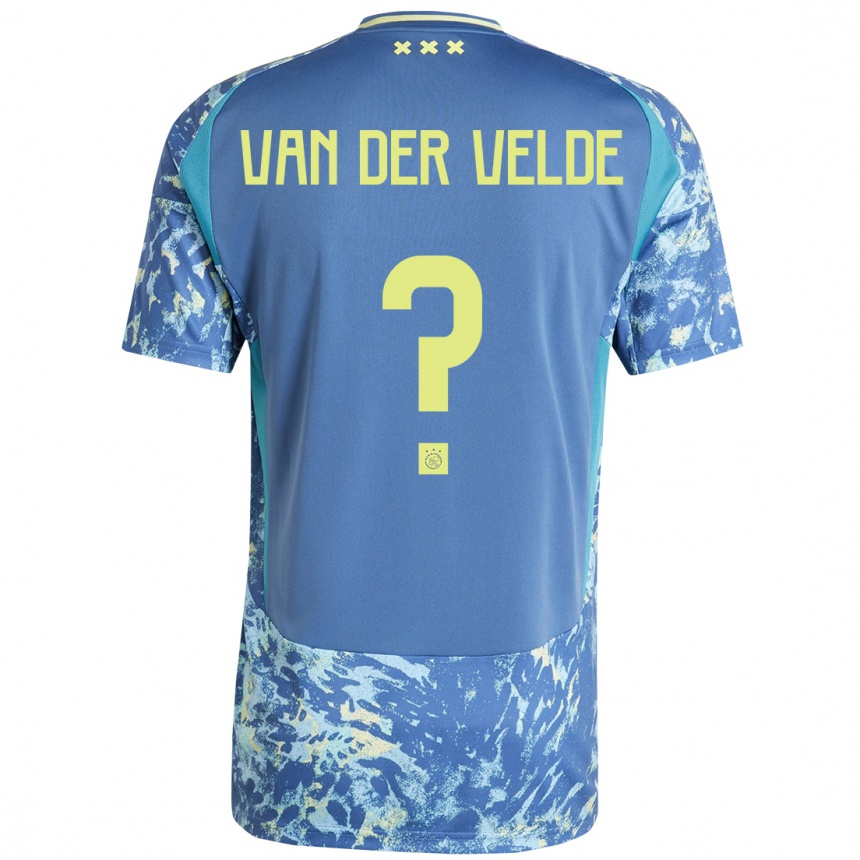 Kids Football Valentijn Van Der Velde #0 Grey Blue Yellow Away Jersey 2024/25 T-Shirt Canada