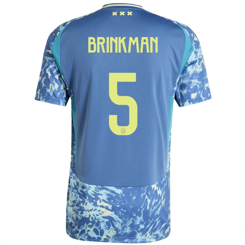 Enfant Football Maillot Tim Brinkman #5 Gris Bleu Jaune Tenues Extérieur 2024/25 Canada