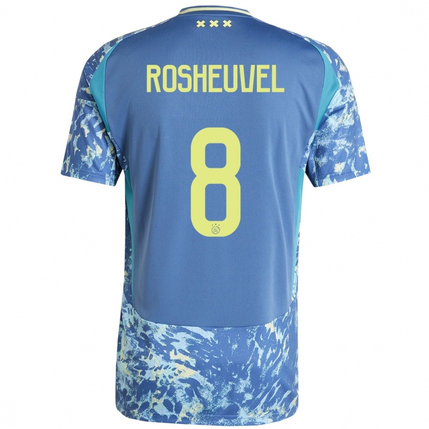 Enfant Football Maillot Darren Rosheuvel #8 Gris Bleu Jaune Tenues Extérieur 2024/25 Canada