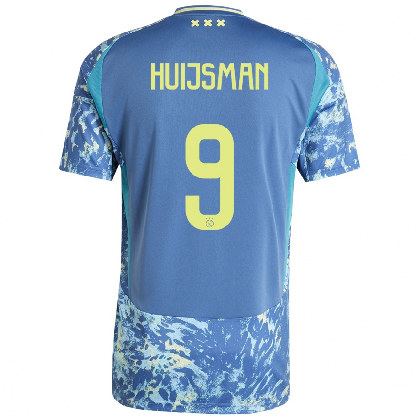 Kids Football Mitchi Huijsman #9 Grey Blue Yellow Away Jersey 2024/25 T-Shirt Canada