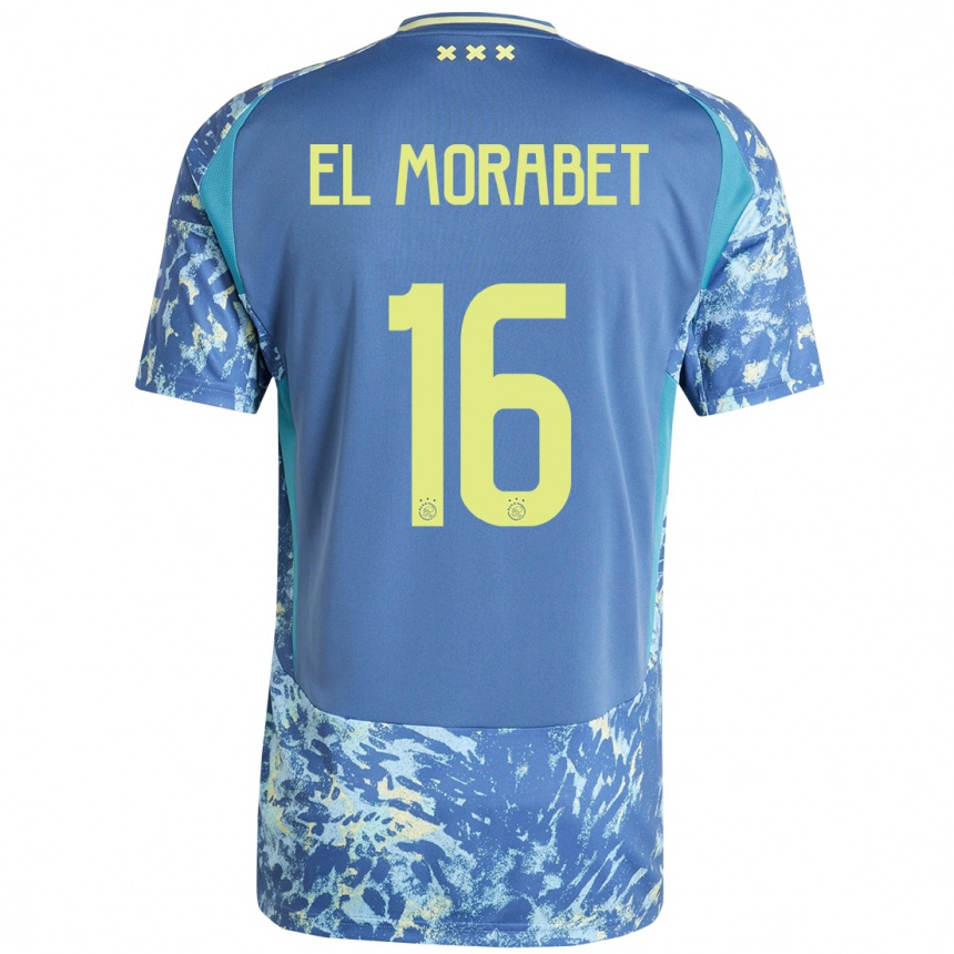 Kids Football Younes El Morabet #16 Grey Blue Yellow Away Jersey 2024/25 T-Shirt Canada