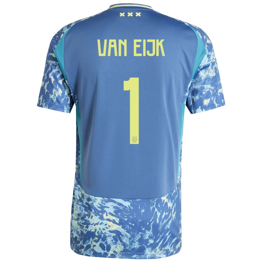 Enfant Football Maillot Regina Van Eijk #1 Gris Bleu Jaune Tenues Extérieur 2024/25 Canada