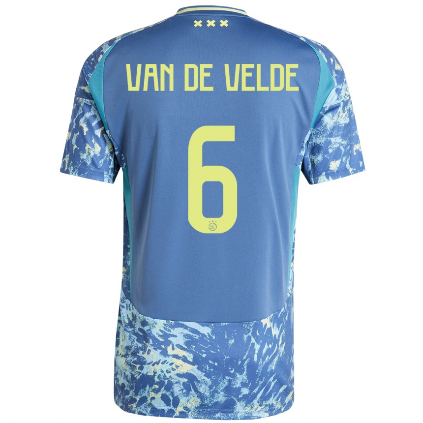 Enfant Football Maillot Jonna Van De Velde #6 Gris Bleu Jaune Tenues Extérieur 2024/25 Canada