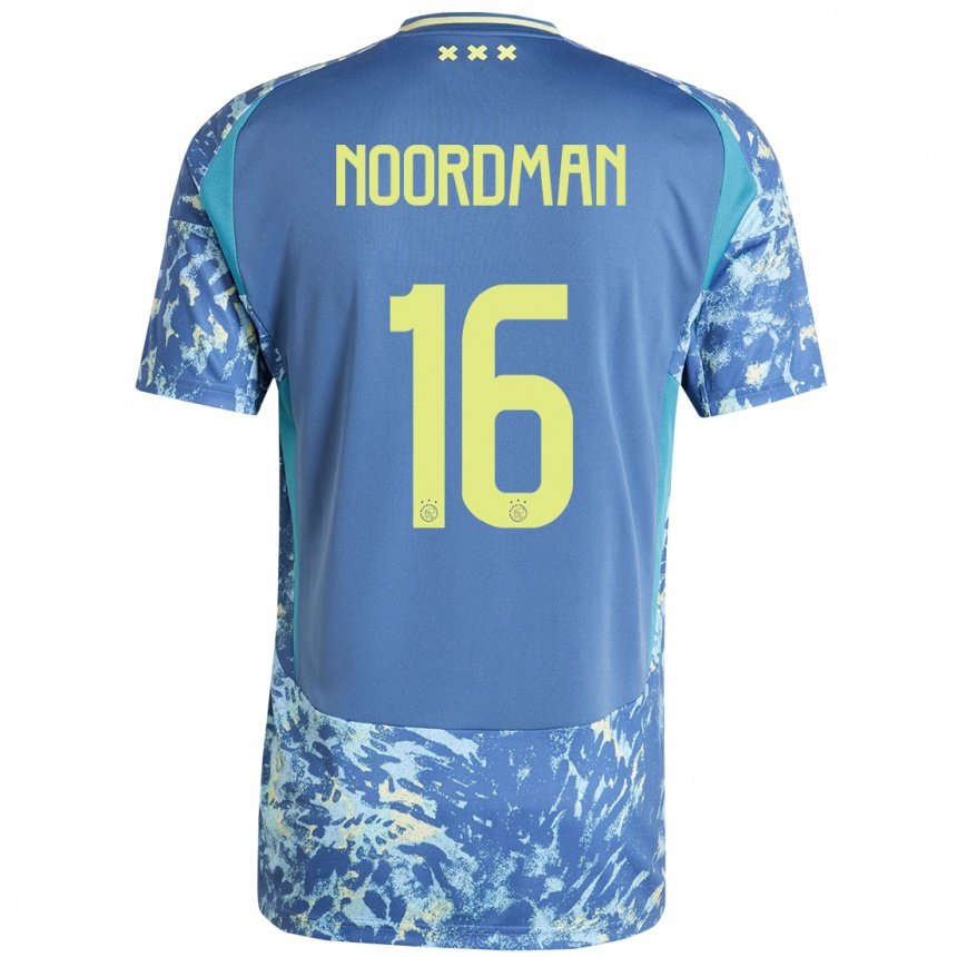 Kids Football Danique Noordman #16 Grey Blue Yellow Away Jersey 2024/25 T-Shirt Canada