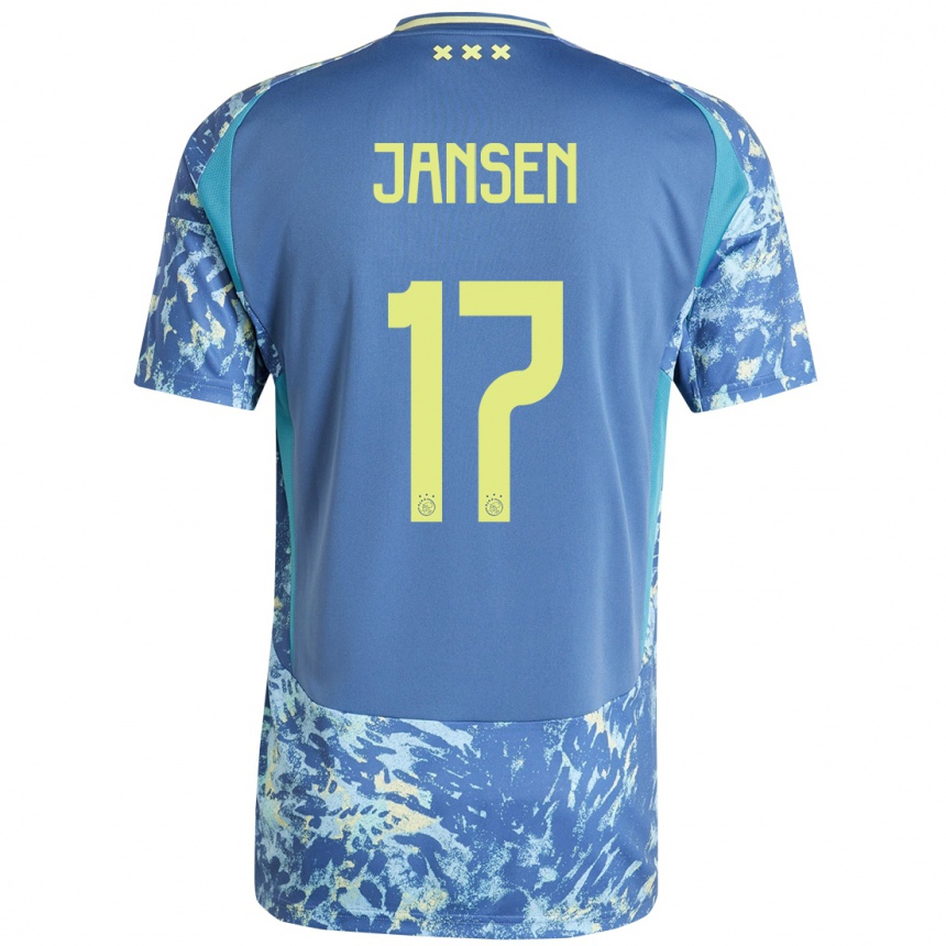 Enfant Football Maillot Bente Jansen #17 Gris Bleu Jaune Tenues Extérieur 2024/25 Canada