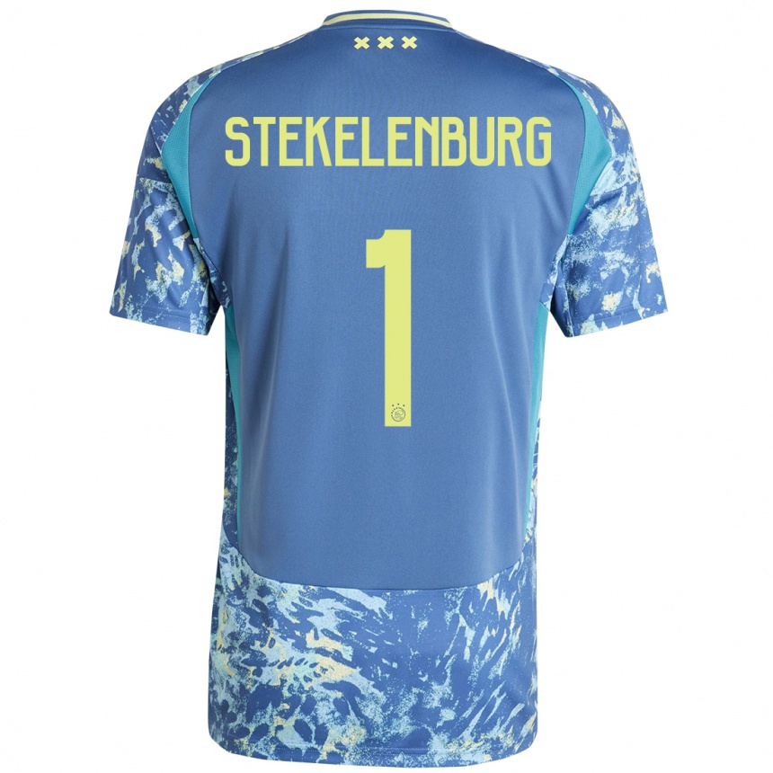 Enfant Football Maillot Maarten Stekelenburg #1 Gris Bleu Jaune Tenues Extérieur 2024/25 Canada