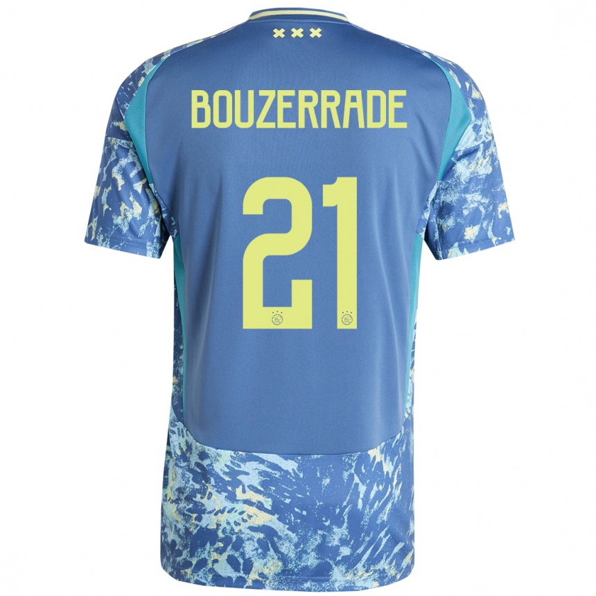 Enfant Football Maillot Zaina Bouzerrade #21 Gris Bleu Jaune Tenues Extérieur 2024/25 Canada