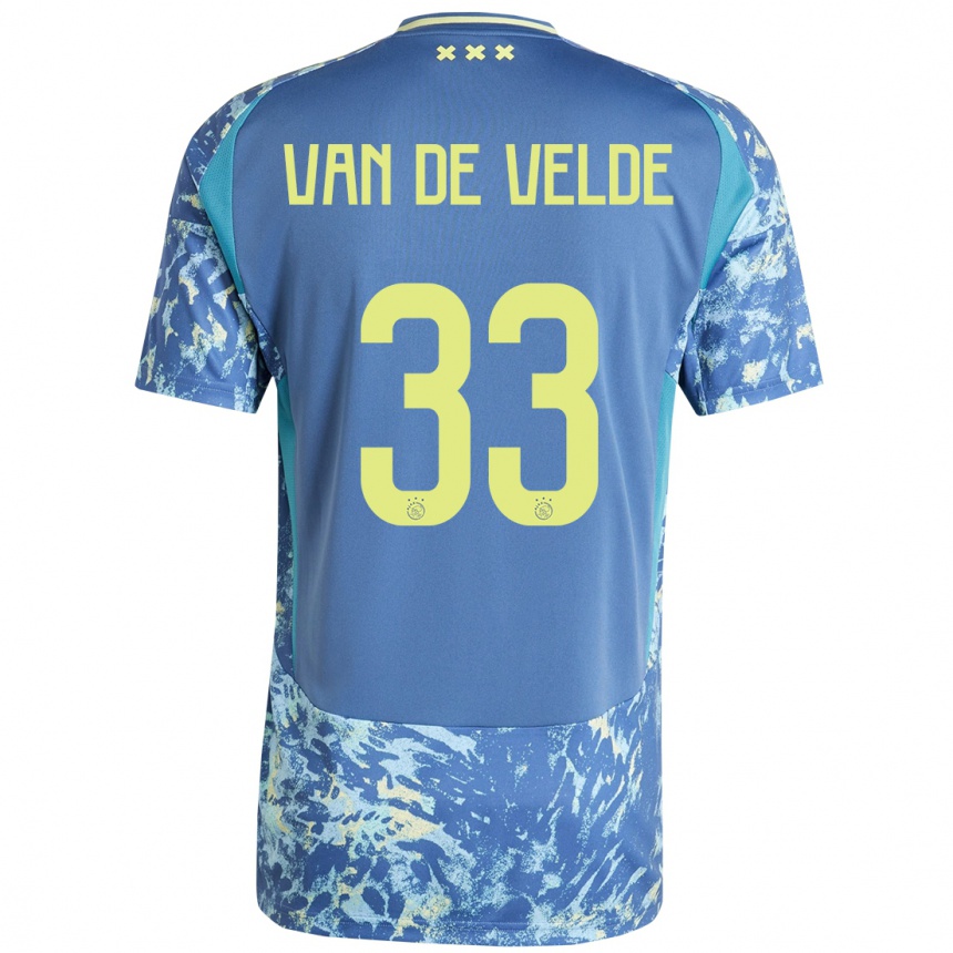 Enfant Football Maillot Jonna Van De Velde #33 Gris Bleu Jaune Tenues Extérieur 2024/25 Canada