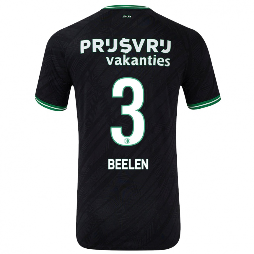 Kids Football Thomas Beelen #3 Black Green Away Jersey 2024/25 T-Shirt Canada