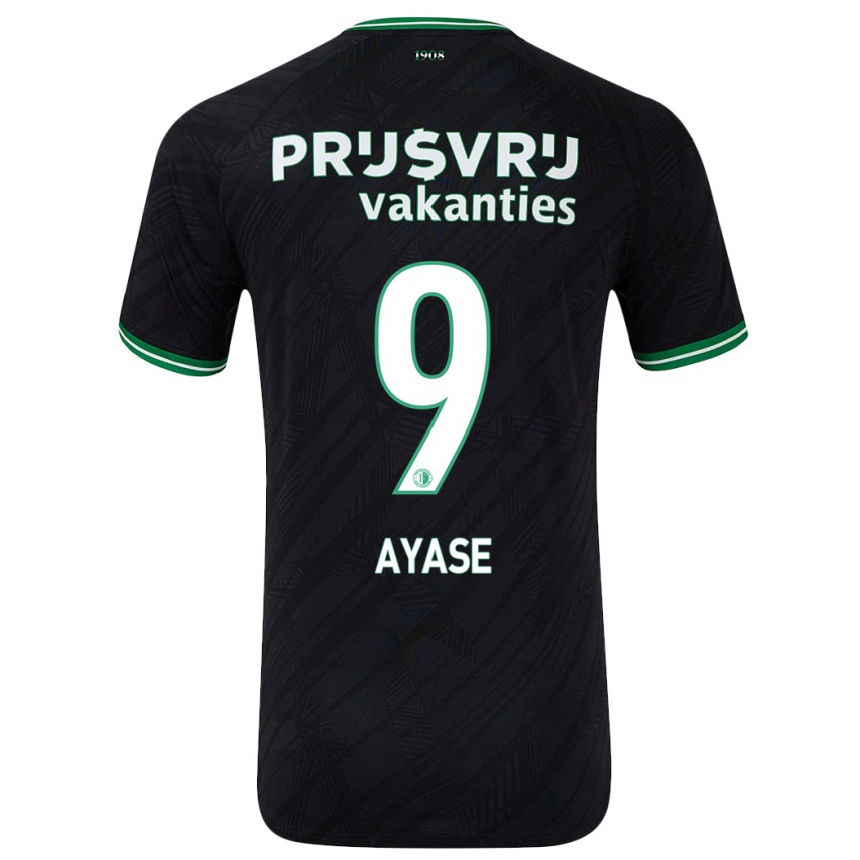 Kids Football Ayase Ueda #9 Black Green Away Jersey 2024/25 T-Shirt Canada