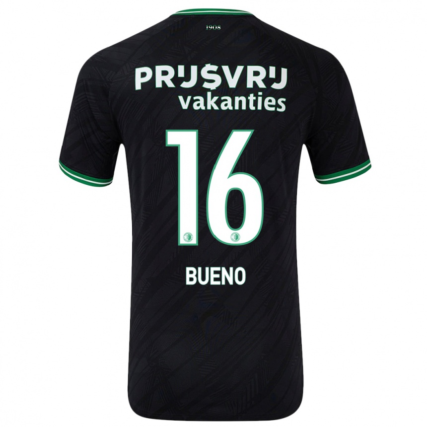 Kids Football Hugo Bueno #16 Black Green Away Jersey 2024/25 T-Shirt Canada