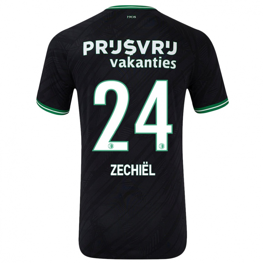 Enfant Football Maillot Gjivai Zechiël #24 Noir Vert Tenues Extérieur 2024/25 Canada