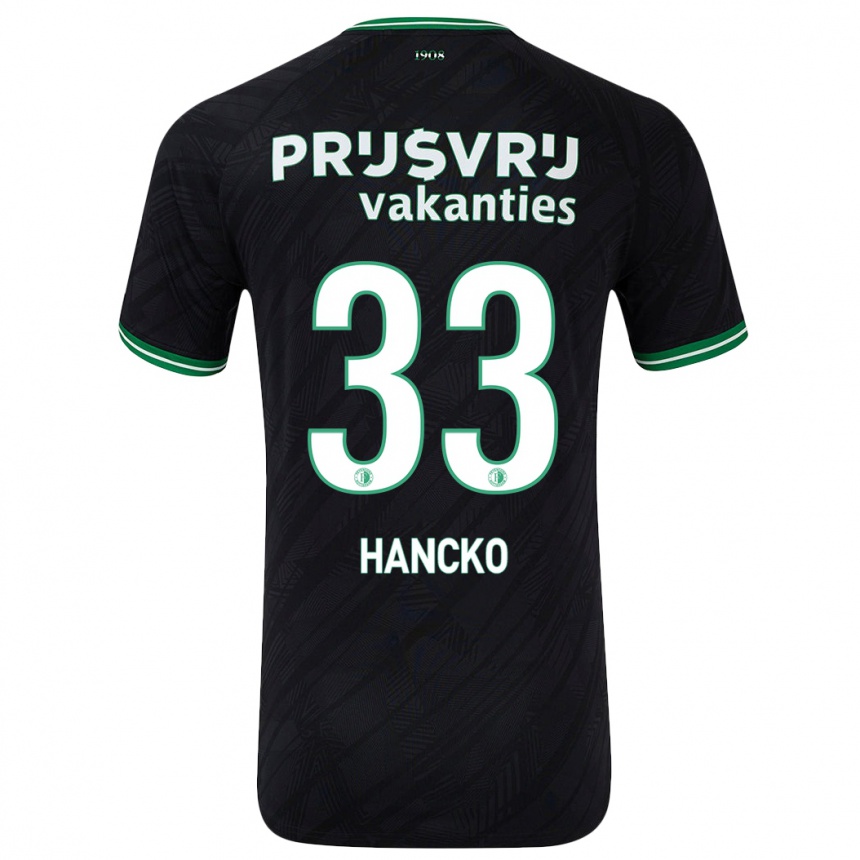 Kids Football David Hancko #33 Black Green Away Jersey 2024/25 T-Shirt Canada