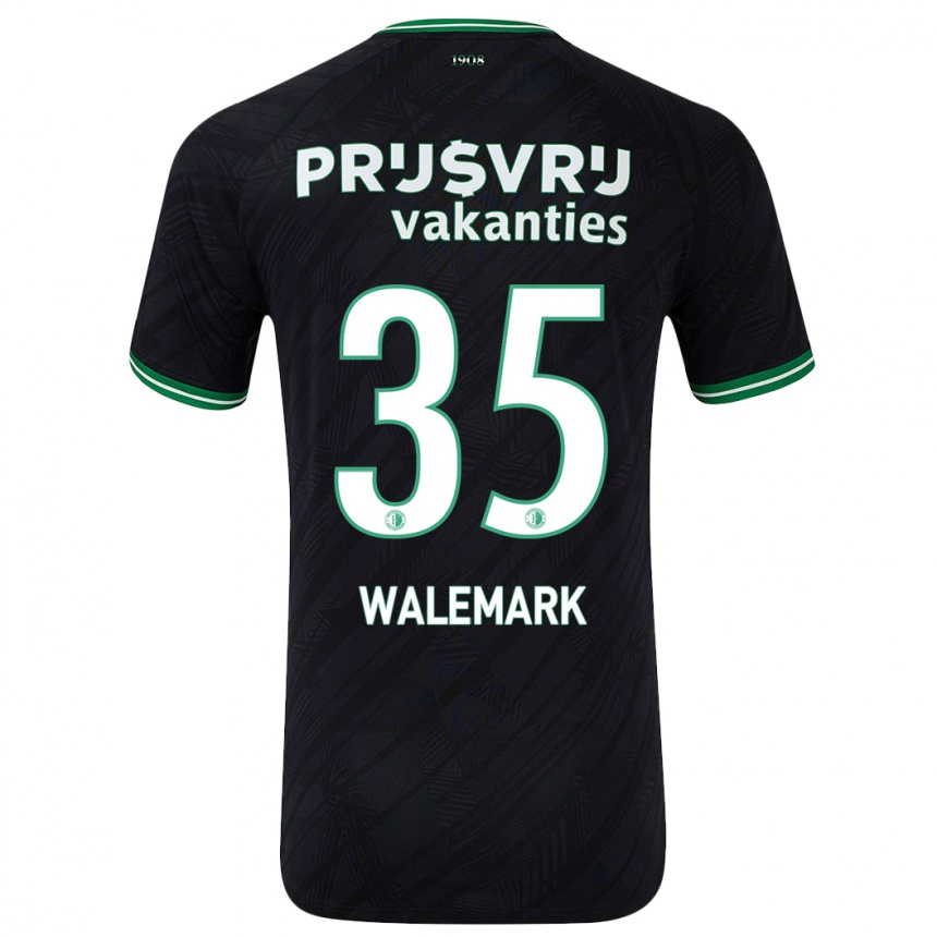 Kids Football Patrik Walemark #35 Black Green Away Jersey 2024/25 T-Shirt Canada