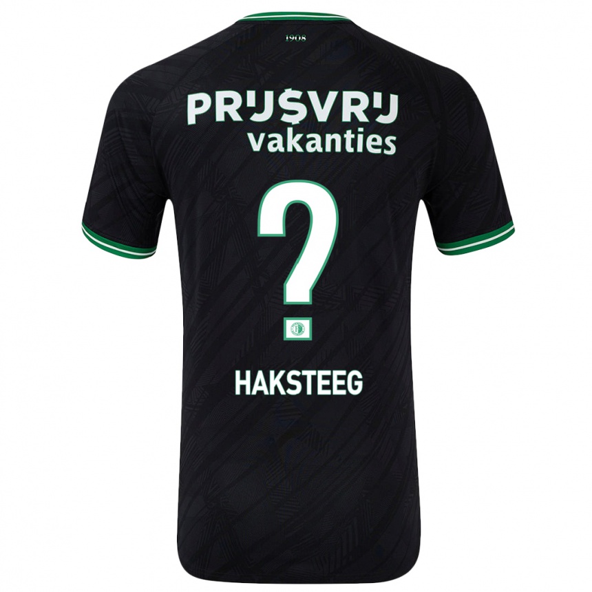 Enfant Football Maillot Tim Haksteeg #0 Noir Vert Tenues Extérieur 2024/25 Canada