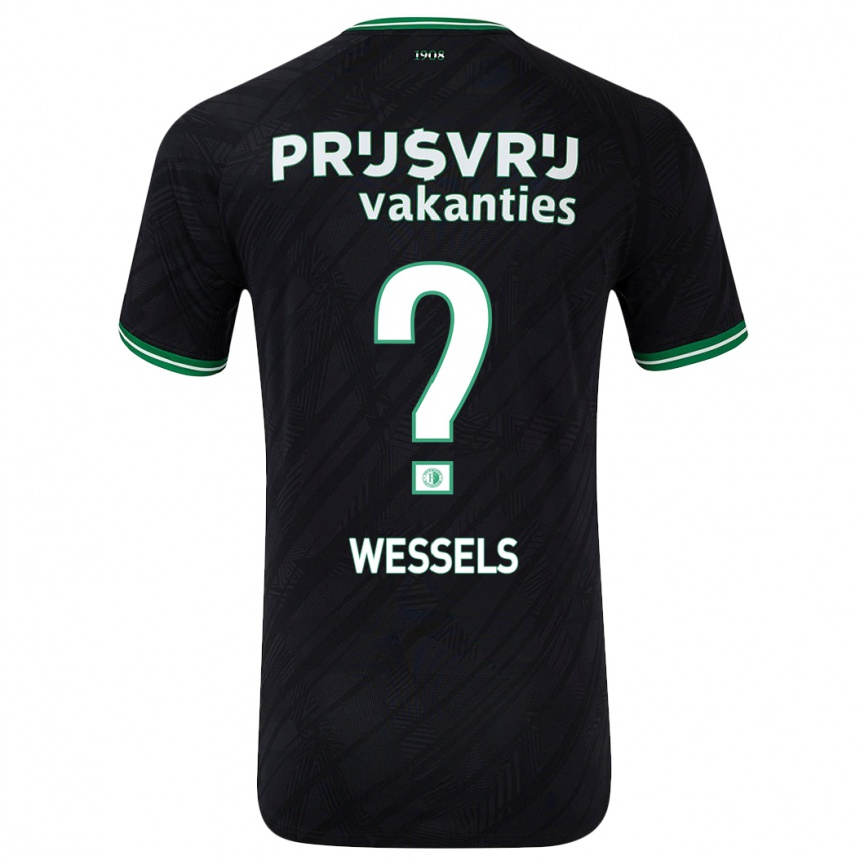 Kids Football Tijme Wessels #0 Black Green Away Jersey 2024/25 T-Shirt Canada