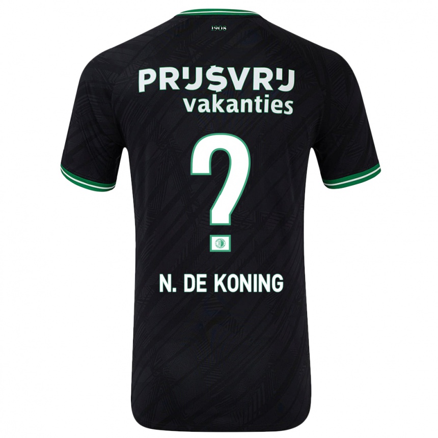 Kids Football Nick De Koning #0 Black Green Away Jersey 2024/25 T-Shirt Canada