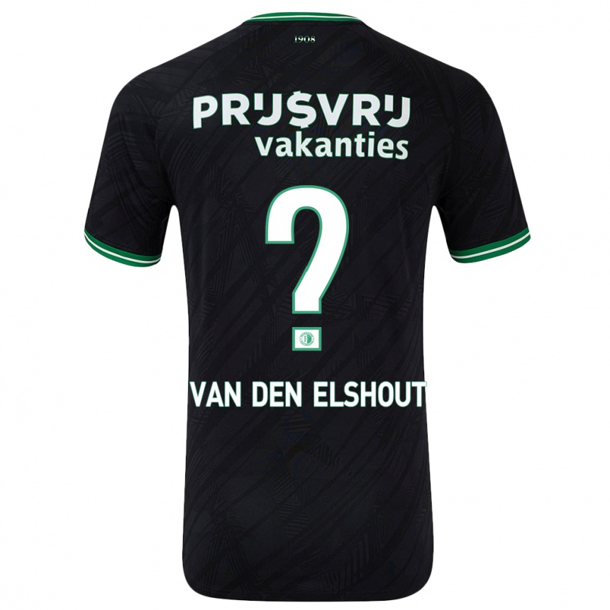 Kids Football Tobias Van Den Elshout #0 Black Green Away Jersey 2024/25 T-Shirt Canada