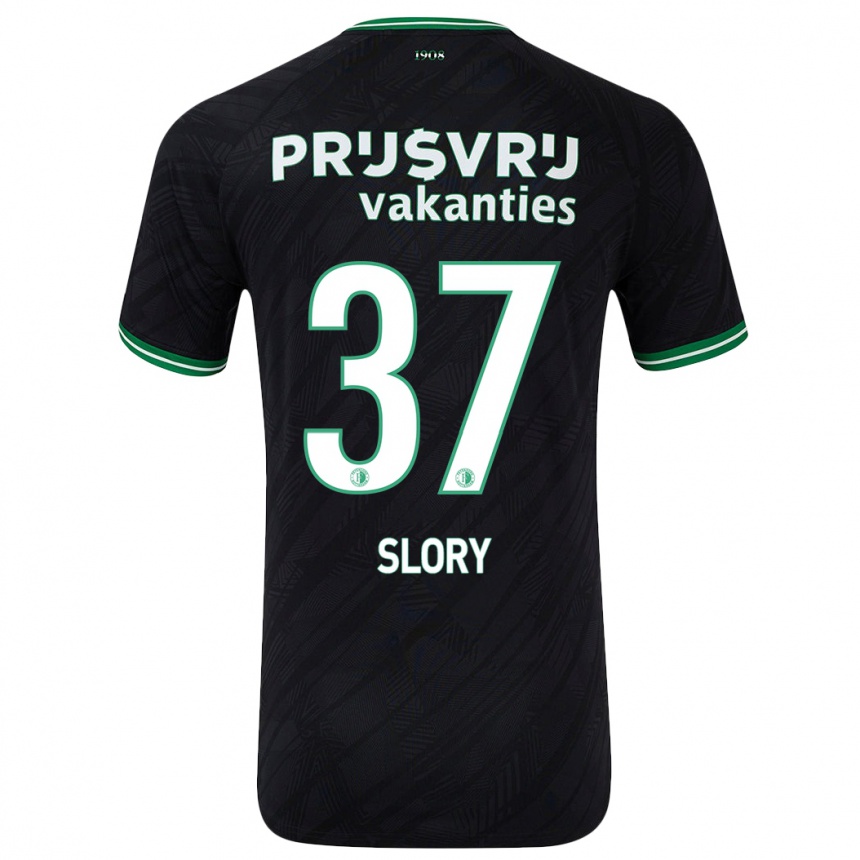 Kids Football Jaden Slory #37 Black Green Away Jersey 2024/25 T-Shirt Canada