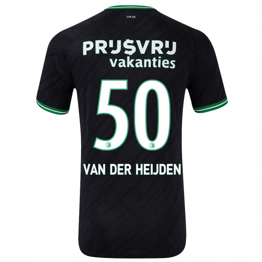 Kids Football Délano Van Der Heijden #50 Black Green Away Jersey 2024/25 T-Shirt Canada