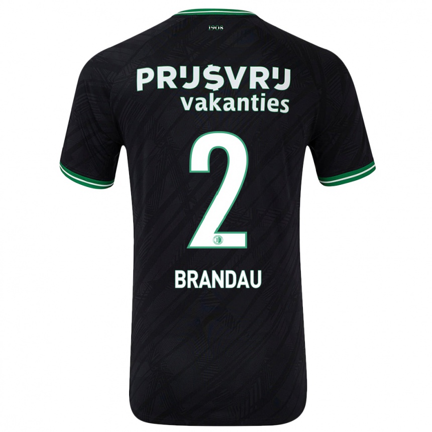 Kids Football Justine Brandau #2 Black Green Away Jersey 2024/25 T-Shirt Canada