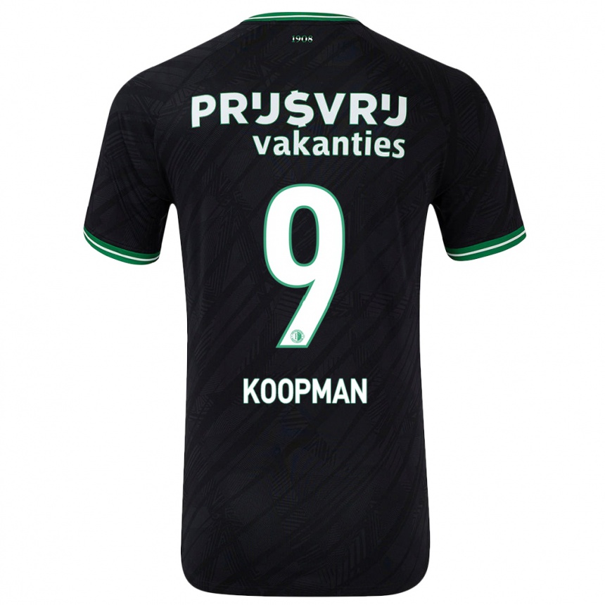 Kids Football Sanne Koopman #9 Black Green Away Jersey 2024/25 T-Shirt Canada