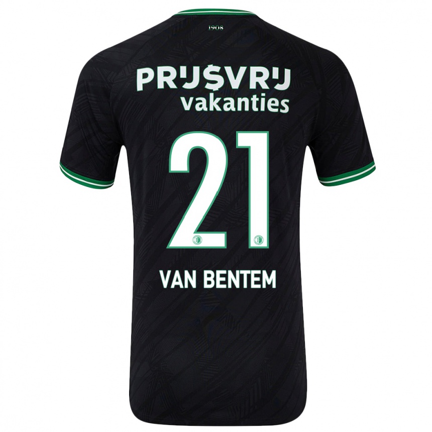 Kids Football Tess Van Bentem #21 Black Green Away Jersey 2024/25 T-Shirt Canada