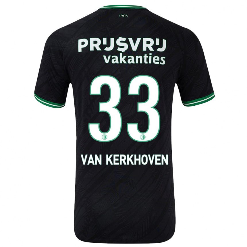 Kids Football Ella Van Kerkhoven #33 Black Green Away Jersey 2024/25 T-Shirt Canada