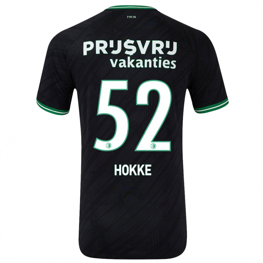 Kids Football Milan Hokke #52 Black Green Away Jersey 2024/25 T-Shirt Canada