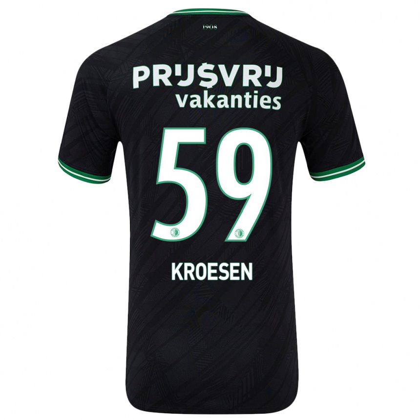 Kids Football Jaimy Kroesen #59 Black Green Away Jersey 2024/25 T-Shirt Canada