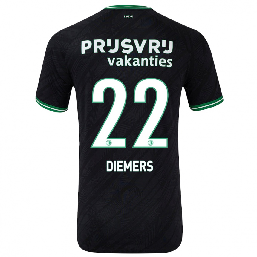 Kids Football Mark Diemers #22 Black Green Away Jersey 2024/25 T-Shirt Canada