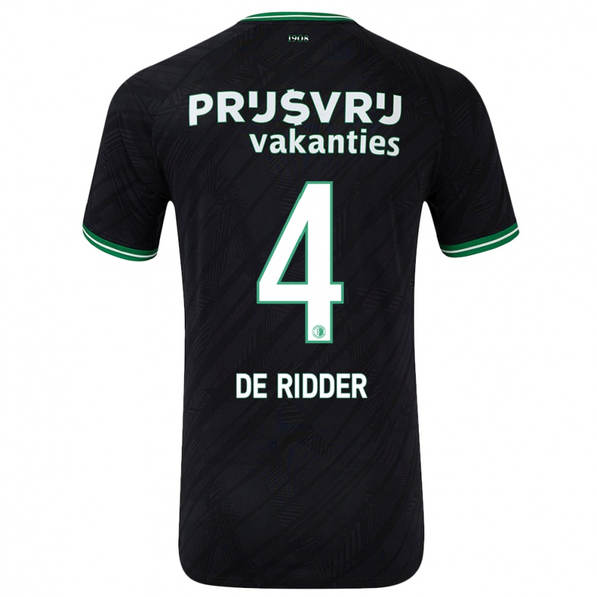 Enfant Football Maillot Robine De Ridder #4 Noir Vert Tenues Extérieur 2024/25 Canada