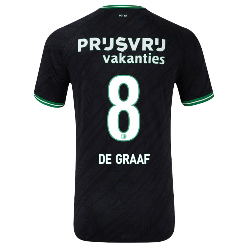 Enfant Football Maillot Esmee De Graaf #8 Noir Vert Tenues Extérieur 2024/25 Canada